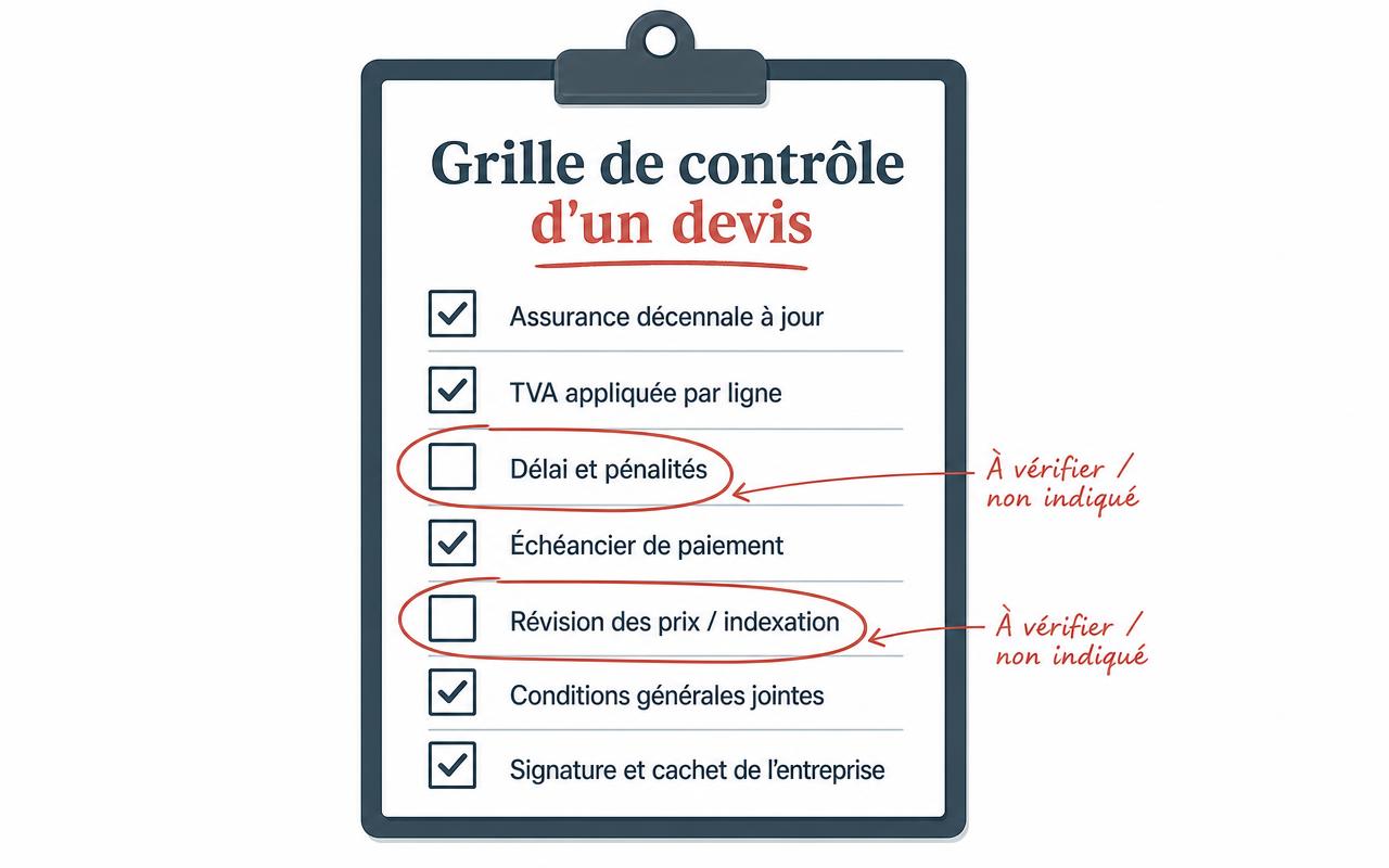 Grille de contrôle d’un devis de comparer des devis de menuiseries et fenêtres : lignes à vérifier avant de signer